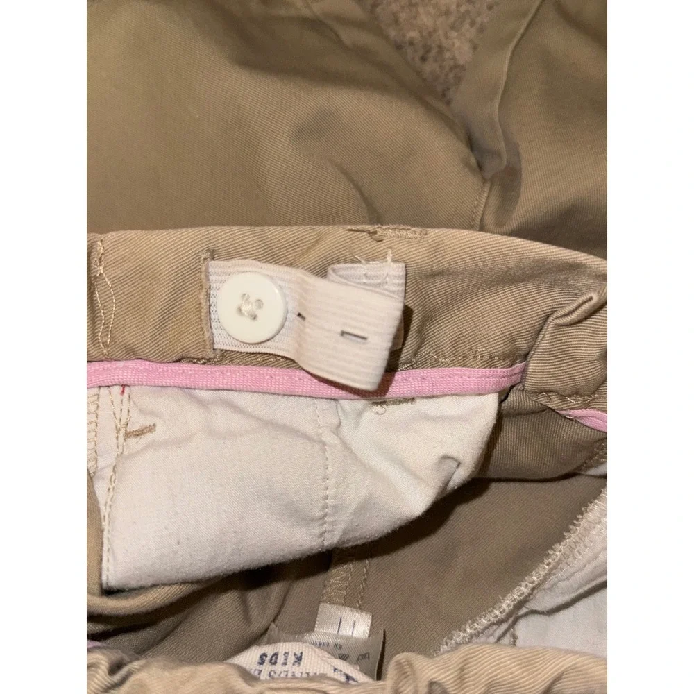 Lands End Kids Khaki Chino Shorts Tan Cotton Blend Size 6 Adjustable Waist